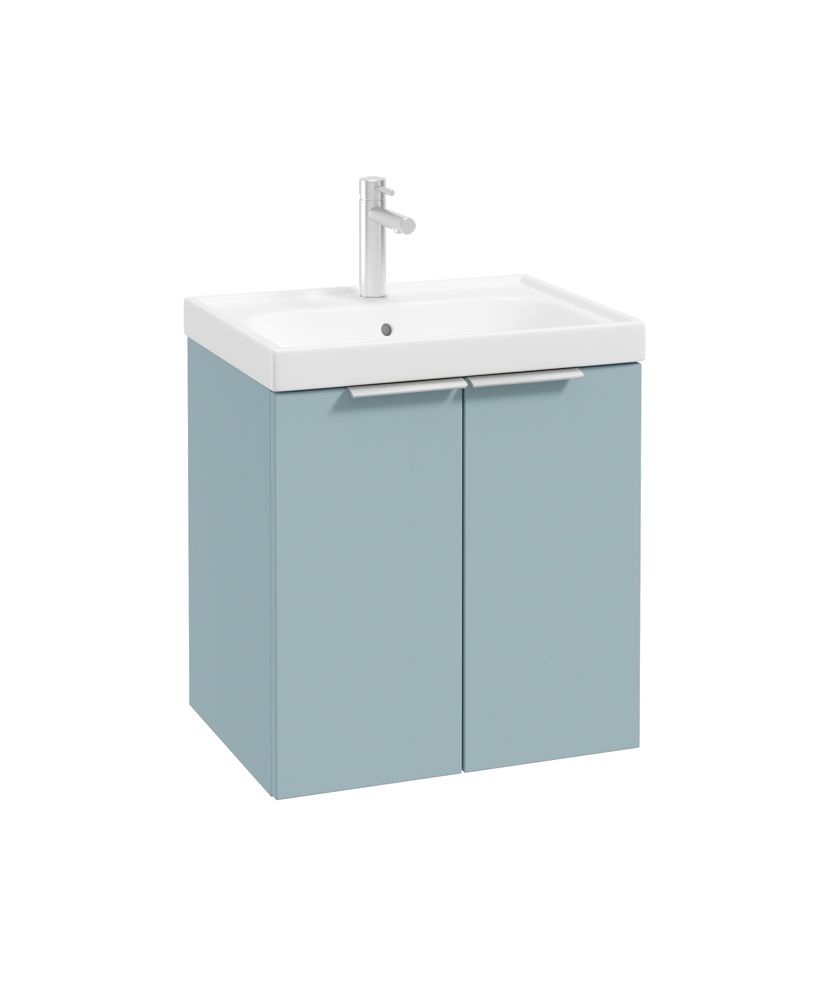 Stockholm Wall Hung 50Cm Two Door Unit Matt Morning Sky Blue-Brushed Chrome Handles