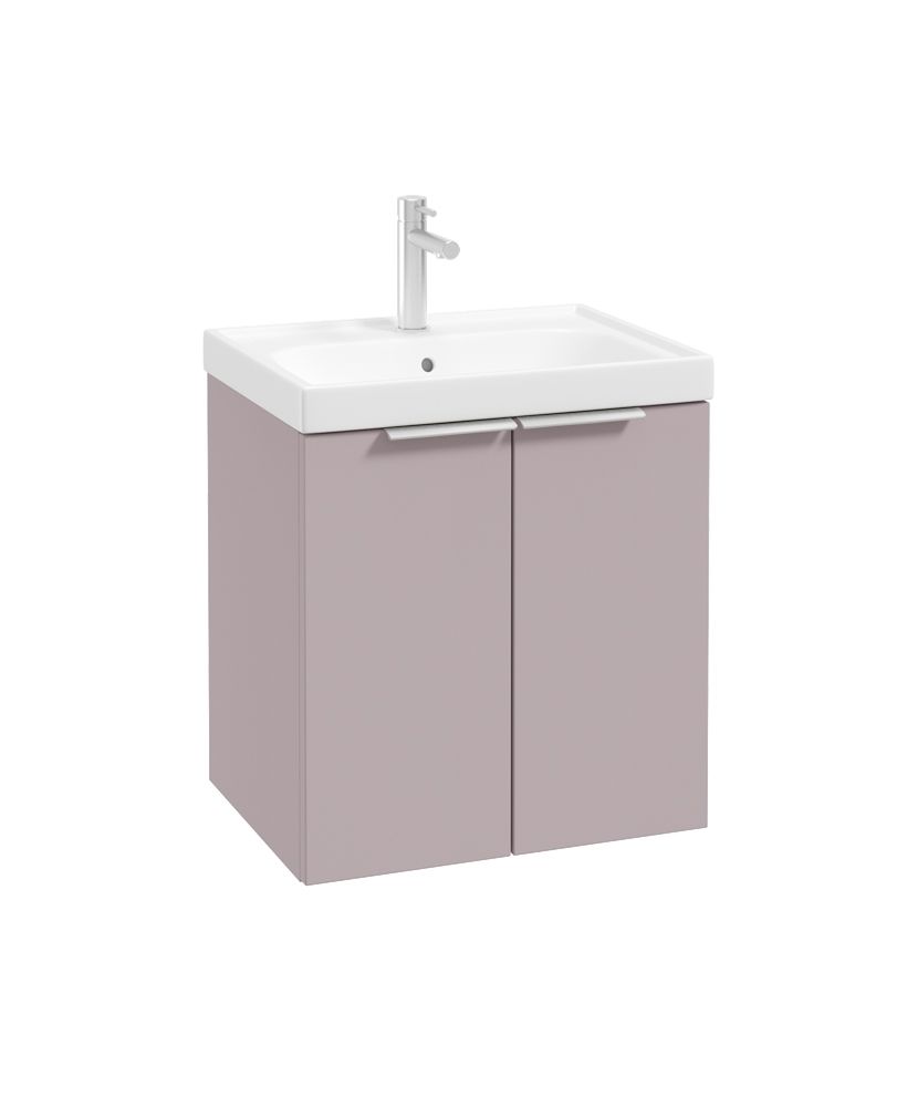 Stockholm Wall Hung 50Cm Two Door Unit Matt Cashmere Pink-Brushed Chrome Handles
