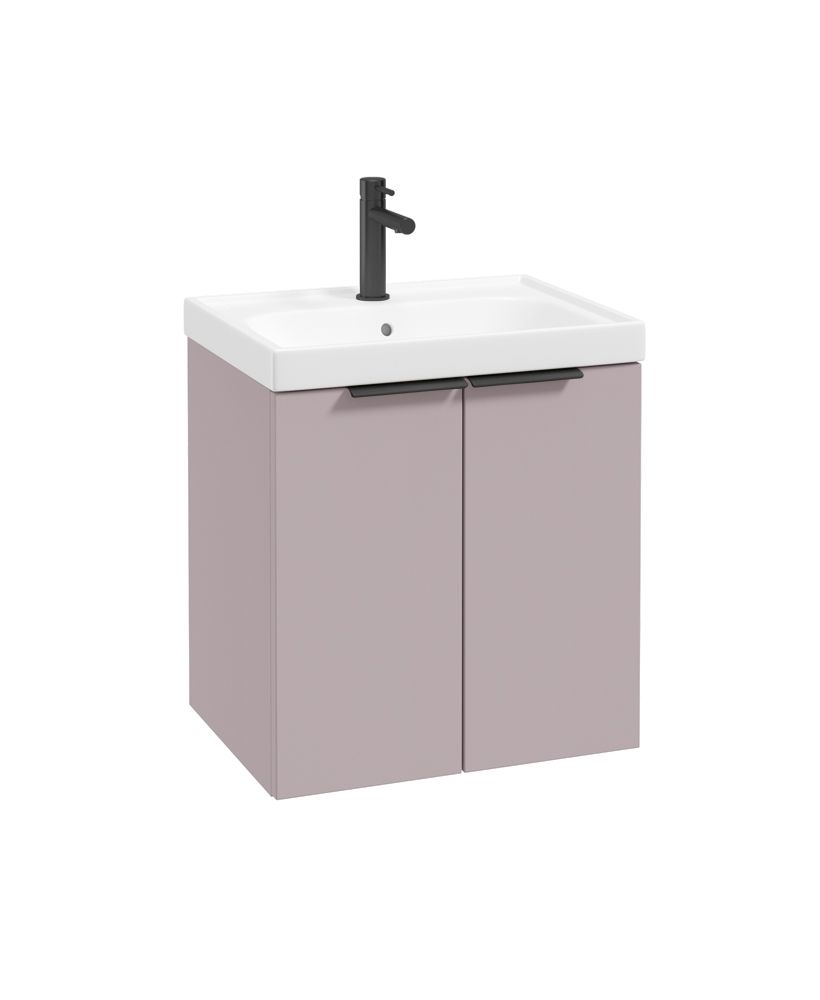 Stockholm Wall Hung 50Cm Two Door Unit Matt Cashmere Pink-Matt Black Handles