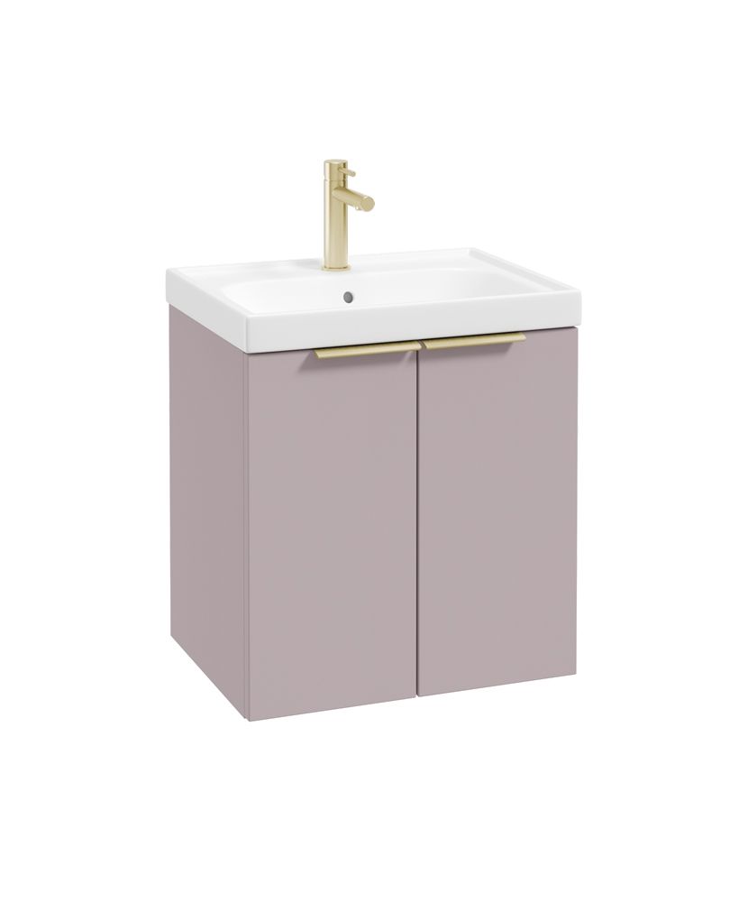 Stockholm Wall Hung 50Cm Two Door Unit Matt Cashmere Pink-Brushed Gold Handles