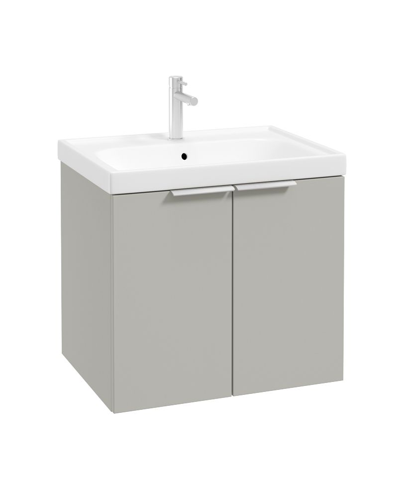 Stockholm Wall Hung 60Cm Two Door Unit Matt Arctic Grey-Brushed Chrome Handles