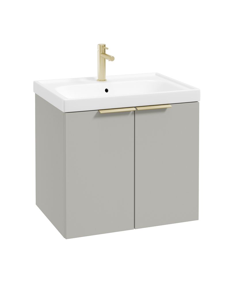 Stockholm Wall Hung 60Cm Two Door Unit Matt Arctic Grey-Brushed Gold Handles