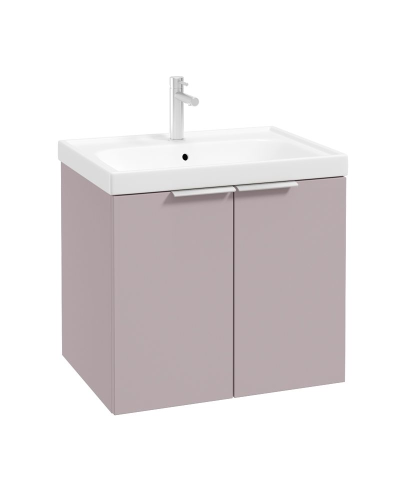 Stockholm Wall Hung 60Cm Two Door Unit Matt Cashmere Pink-Brushed Chrome Handles
