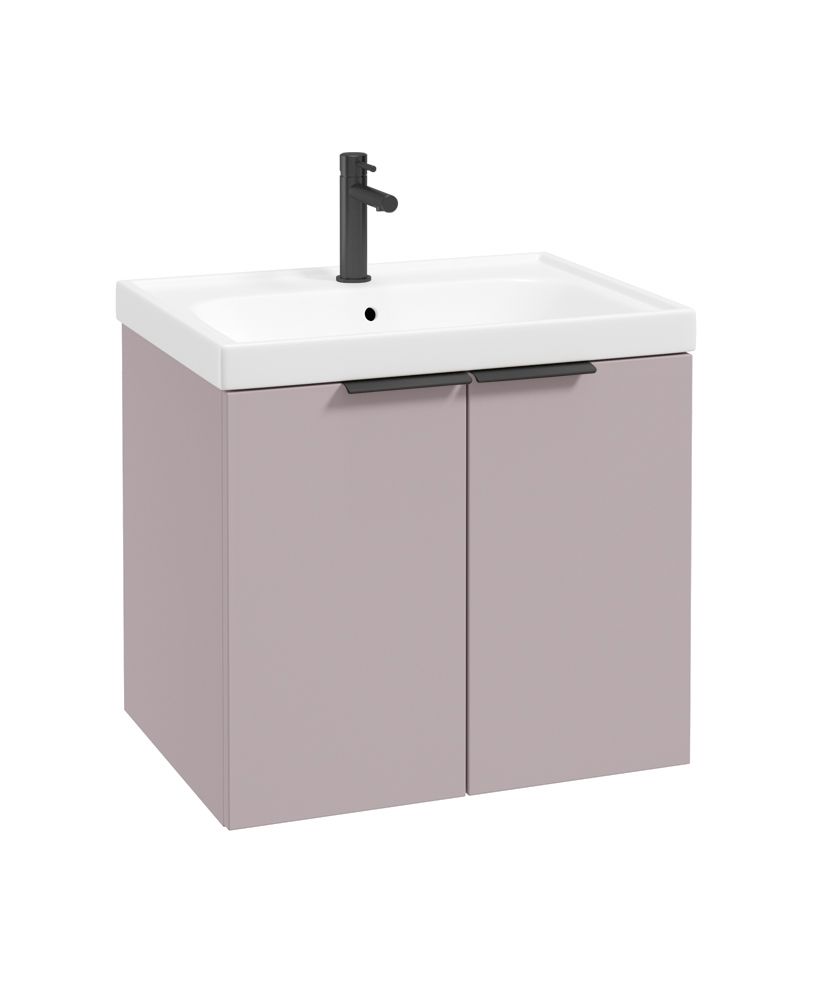 Stockholm Wall Hung 60Cm Two Door Unit Matt Cashmere Pink-Matt Black Handles
