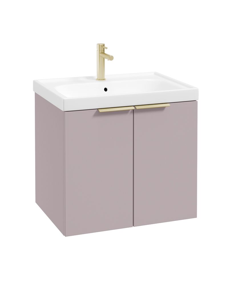Stockholm Wall Hung 60Cm Two Door Unit Matt Cashmere Pink-Brushed Gold Handles