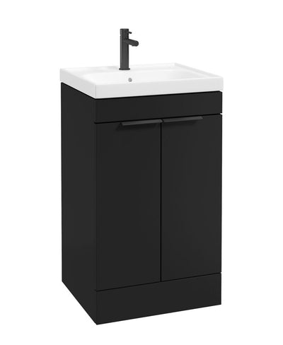 Stockholm Floorstanding 50Cm Two Door Unit Matt Black-Matt Black Handles