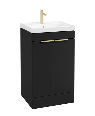 Stockholm Floorstanding 50Cm Two Door Unit Matt Black-Brushed Gold Handles