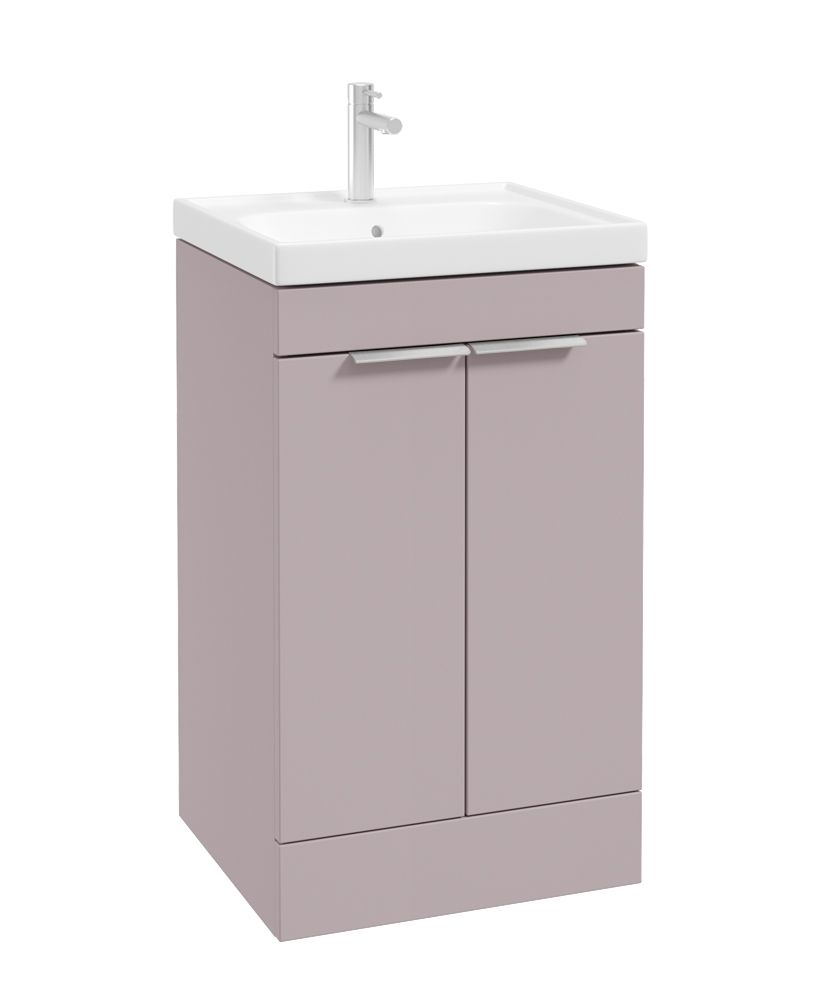 Stockholm Floorstanding 50Cm Two Door Unit Matt Cashmere Pink-Brushed Chrome Handles