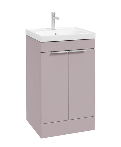 Stockholm Floorstanding 50Cm Two Door Unit Matt Cashmere Pink-Brushed Chrome Handles