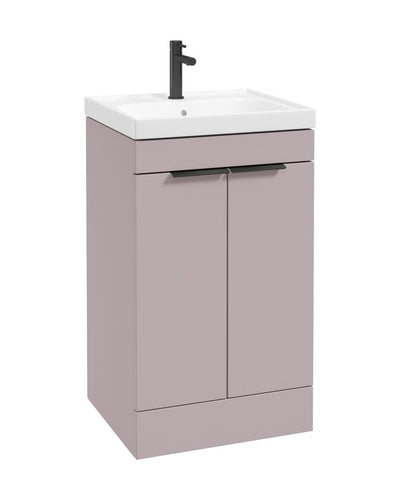 Stockholm Floorstanding 50Cm Two Door Unit Matt Cashmere Pink-Matt Black Handles