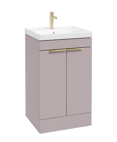 Stockholm Floorstanding 50Cm Two Door Unit Matt Cashmere Pink-Brushed Gold Handles