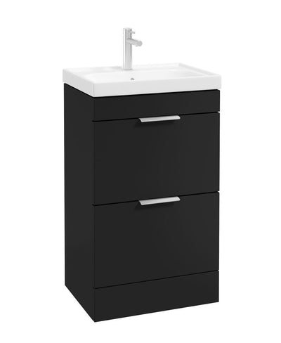 Stockholm Floorstanding 50Cm Two Drawer Unit Matt Black-Brushed Chrome Handles