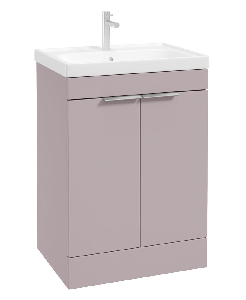 Stockholm Floorstanding 60Cm Two Door Unit Matt Cashmere Pink-Brushed Chrome Handles