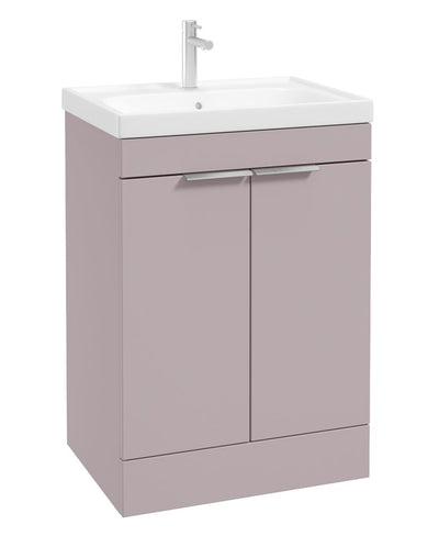 Stockholm Floorstanding 60Cm Two Door Unit Matt Cashmere Pink-Brushed Chrome Handles