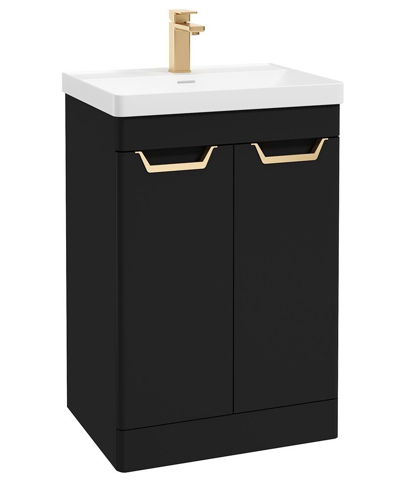 Freya Floorstanding 60Cm Two Door Unit Matt Black-Gold Handles