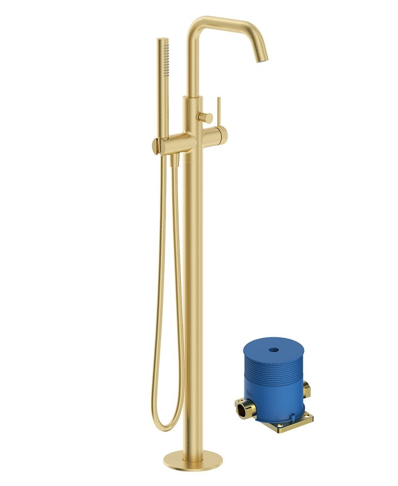 Alita Floorstanding Bath Shower Mixer Brushed Gold