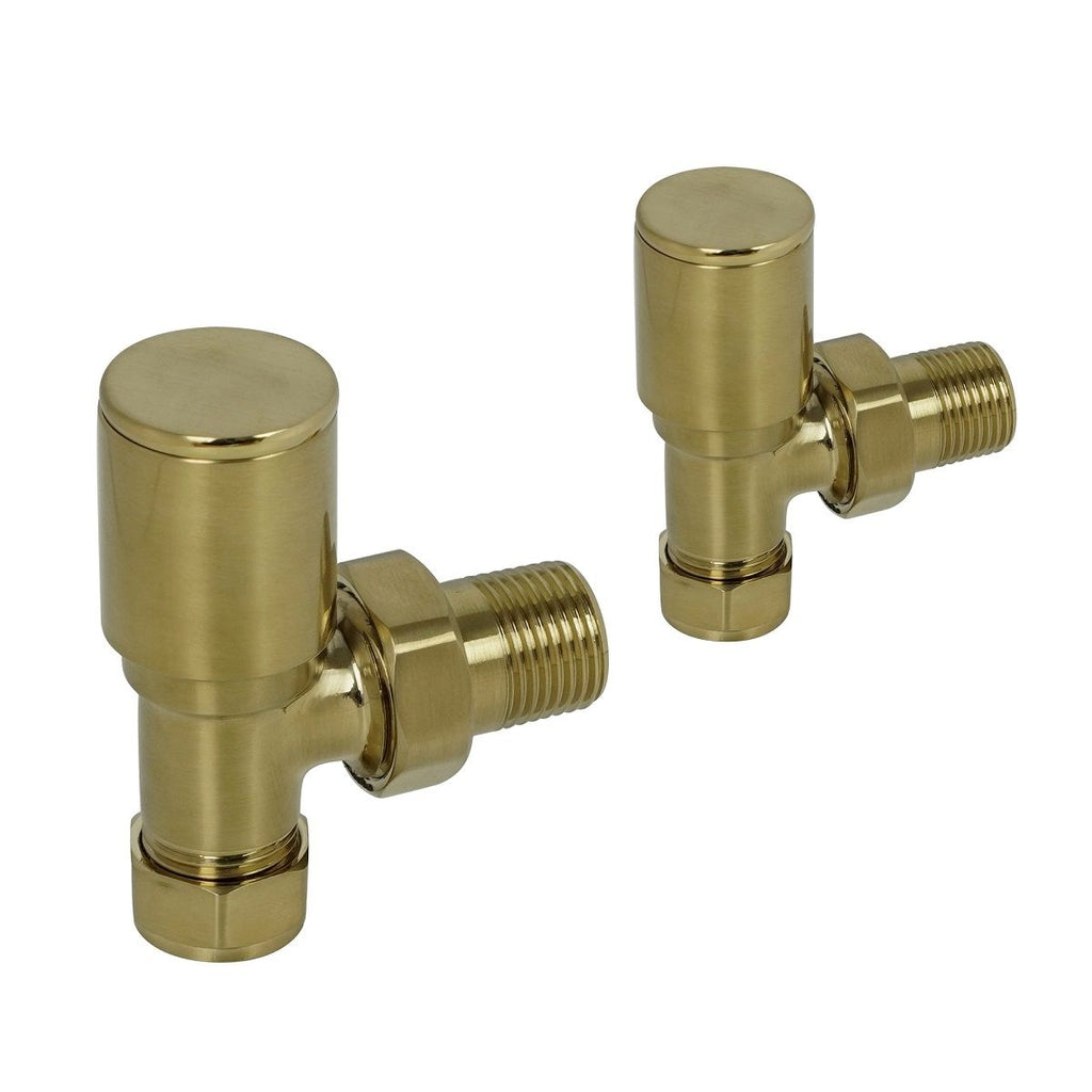 Arya Round Head Angled Radiator Valve Brushed Gold