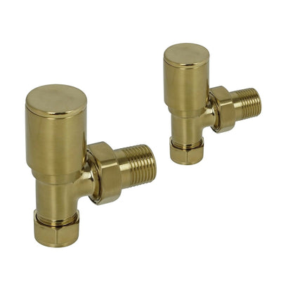 Arya Round Head Angled Radiator Valve Brushed Gold
