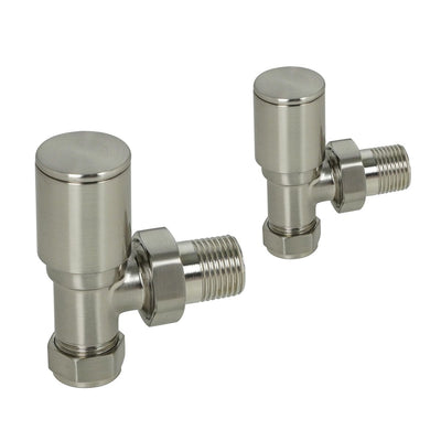 Arya Round Head Angled Radiator Valve Brushed Nickel