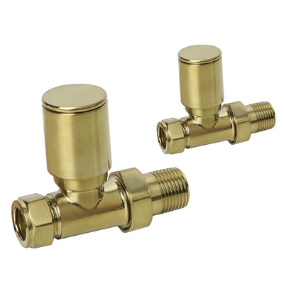 Arya Round Head Straight Radiator Valve Brushed Gold