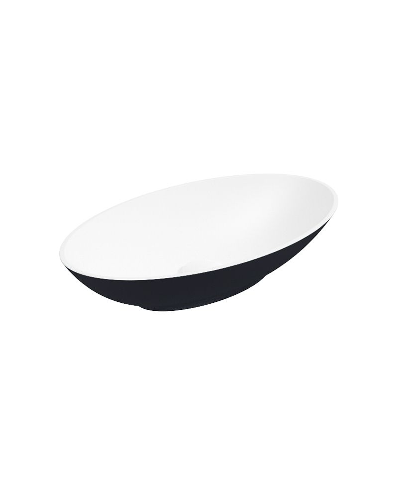 Skal Oval 60Cm Countertop Basin Matt Black & Waste