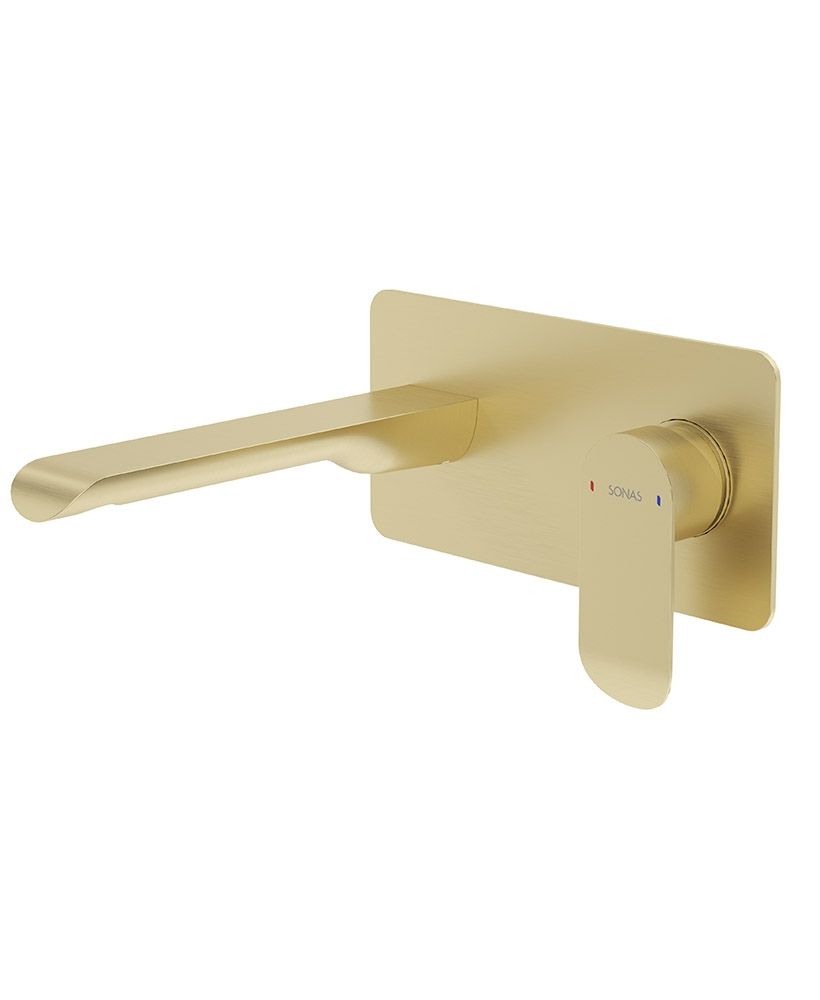 Scope Wall Mounted Basin Mixer Brushed Gold