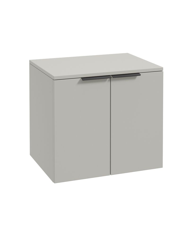 Stockholm Wall Hung 60Cm Two Door Countertop Unit Matt Arctic Grey-Matt Black Handles