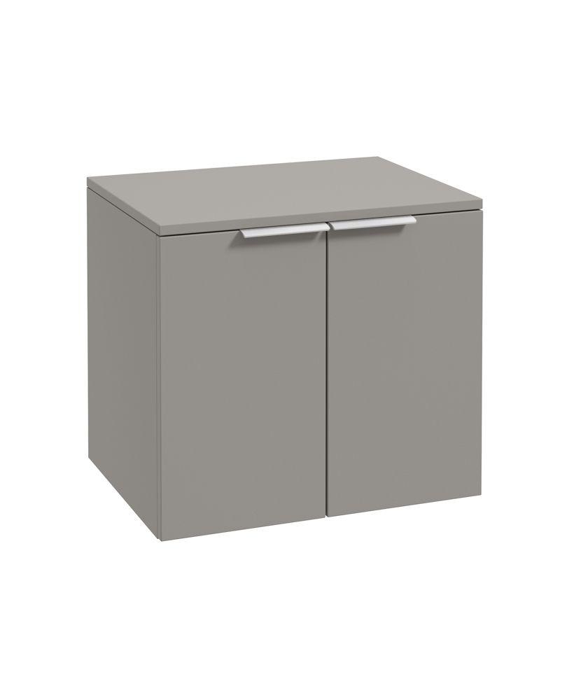 Stockholm Wall Hung 60Cm Two Door Countertop Unit Matt Khaki-Brushed Chrome Handles