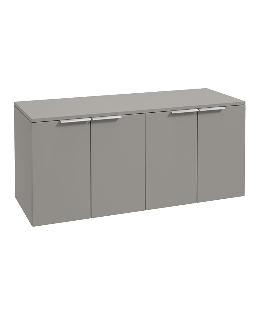 Stockholm Wall Hung 120Cm Four Door Countertop Unit Matt Khaki-Brushed Chrome Handle