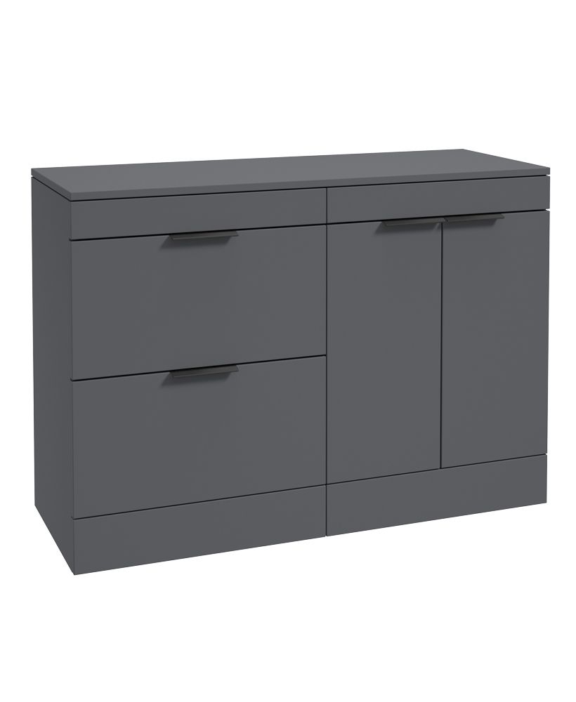 Stockholm Floorstanding 120Cm Two Drawer/Two Door Countertop Unit Matt Midnight Grey-Matt Black Handles