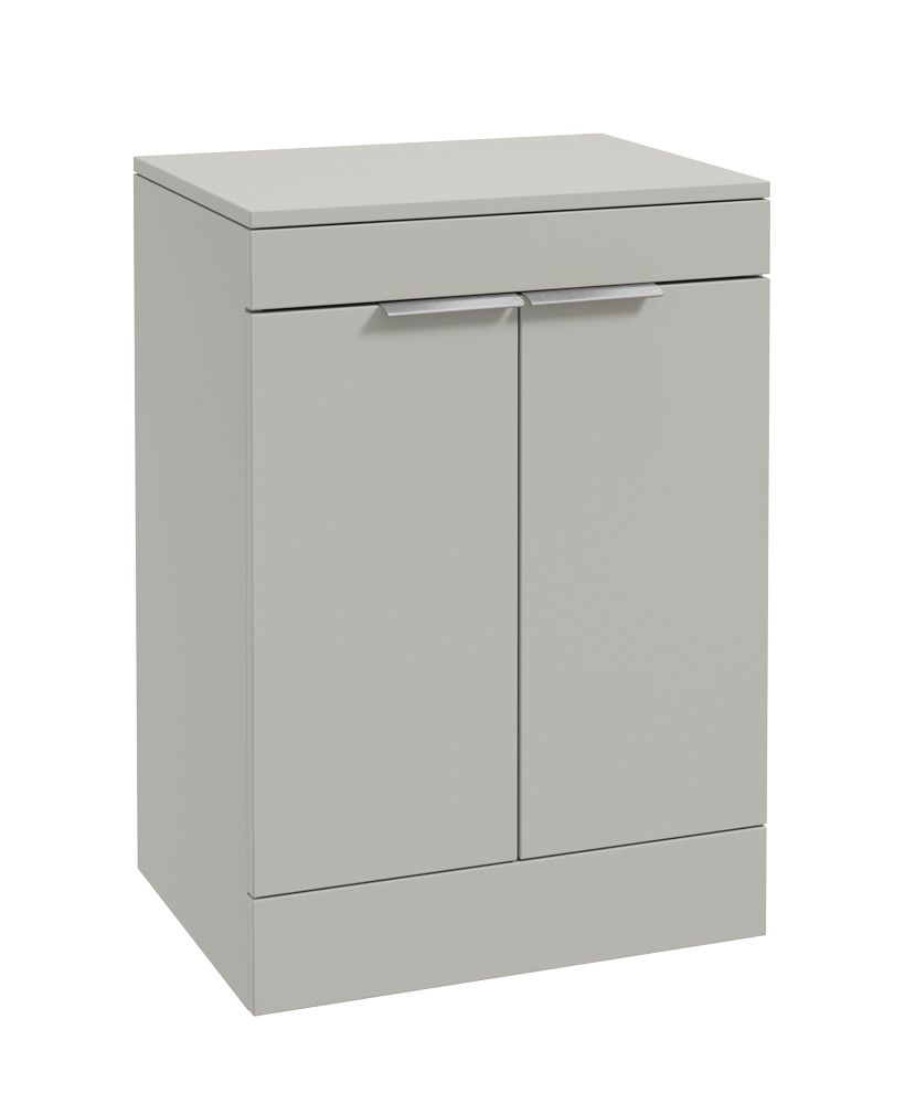Stockholm Floorstanding 60Cm Two Door Countertop Unit Matt Arctic Grey-Brushed Chrome Handles