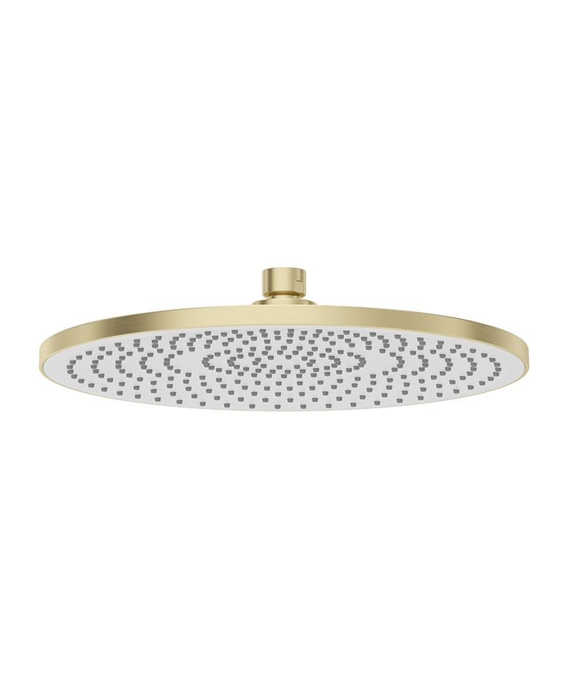 Sync Round 250Mm Abs White Face Plate Shower Head Brushed Gold