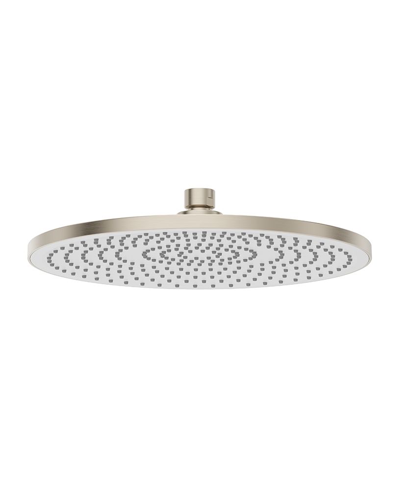Sync Round 250Mm Abs White Face Plate Shower Head Brushed Nickel