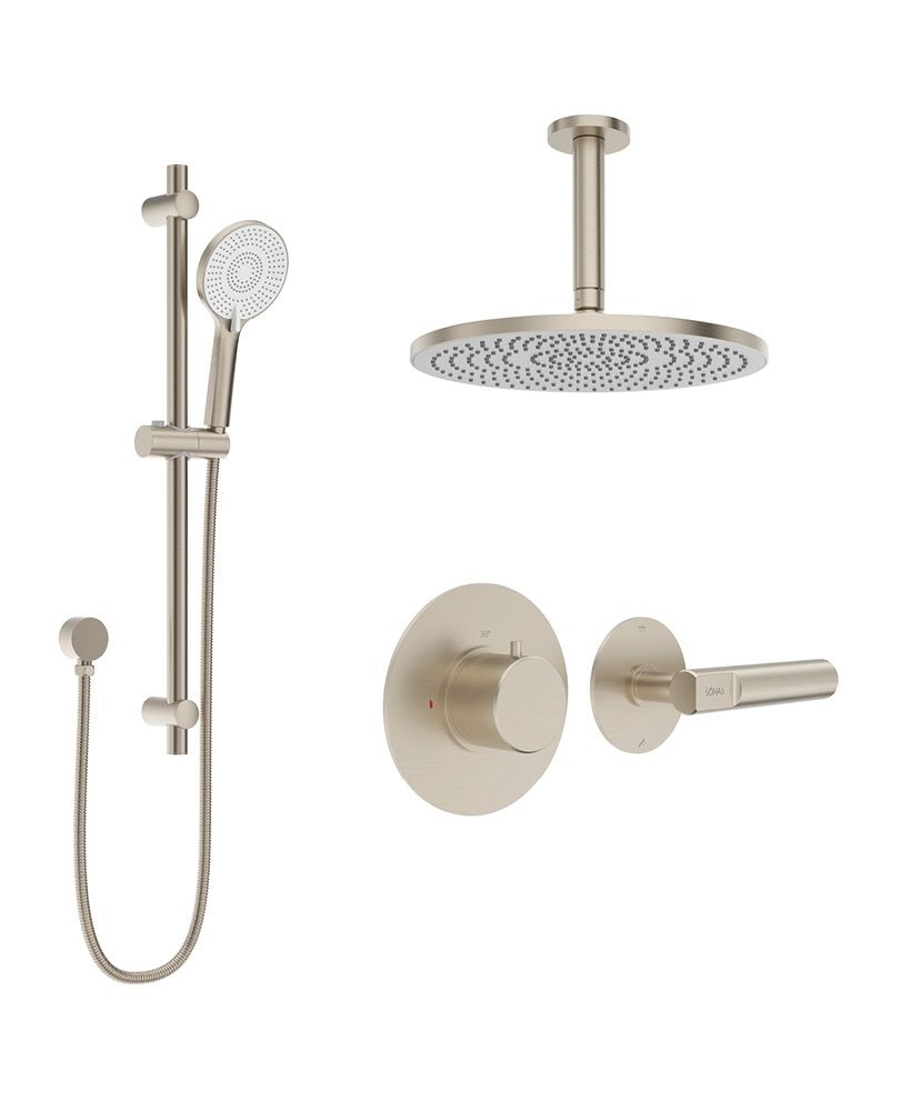 Hakk Thermostatic Shower Set 1 With Ceiling Arm Brushed Nickel