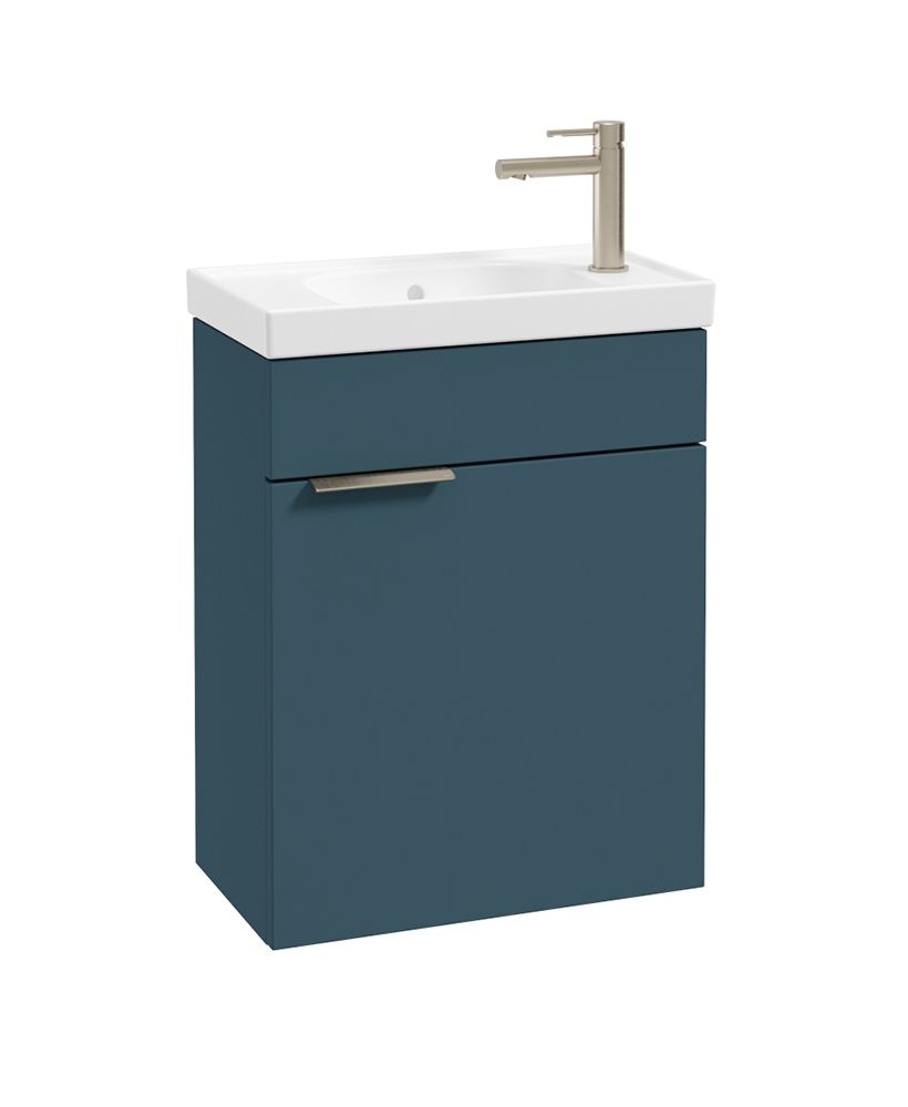 Stockholm Wall Hung 50Cm Single Door Cloakroom Unit Matt Ocean Blue-Brushed Nickel Handle
