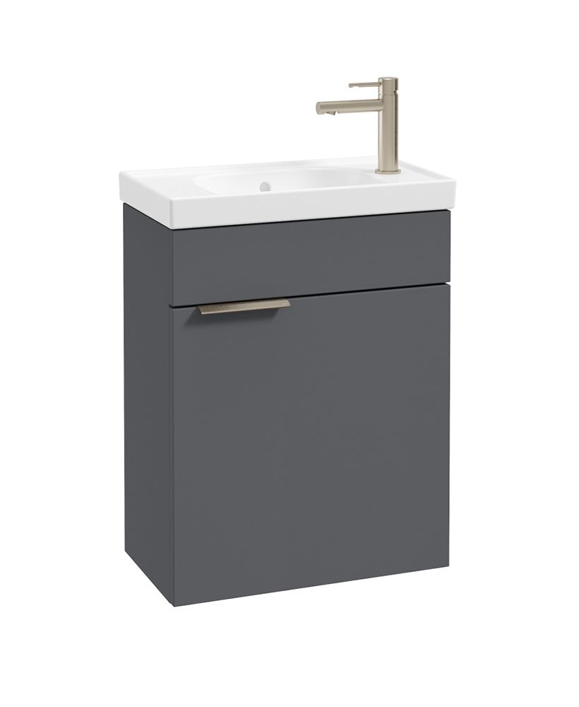 Stockholm Wall Hung 50Cm Single Door Cloakroom Unit Matt Midnight Grey-Brushed Nickel Handle
