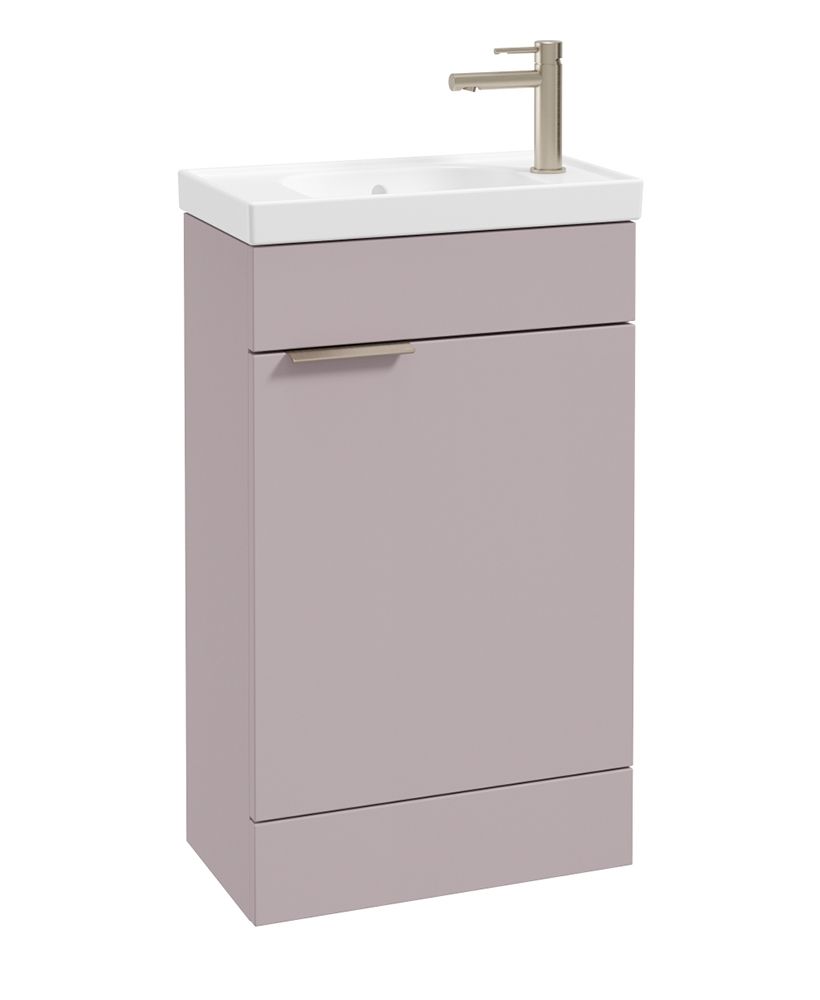 Stockholm Floorstanding 50Cm Single Door Cloakroom Unit Matt Cashmere Pink-Brushed Nickel Handle