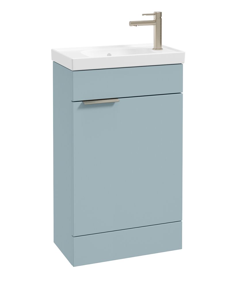 Stockholm Floorstanding 50Cm Single Door Cloakroom Unit Matt Morning Sky Blue-Brushed Nickel Handle