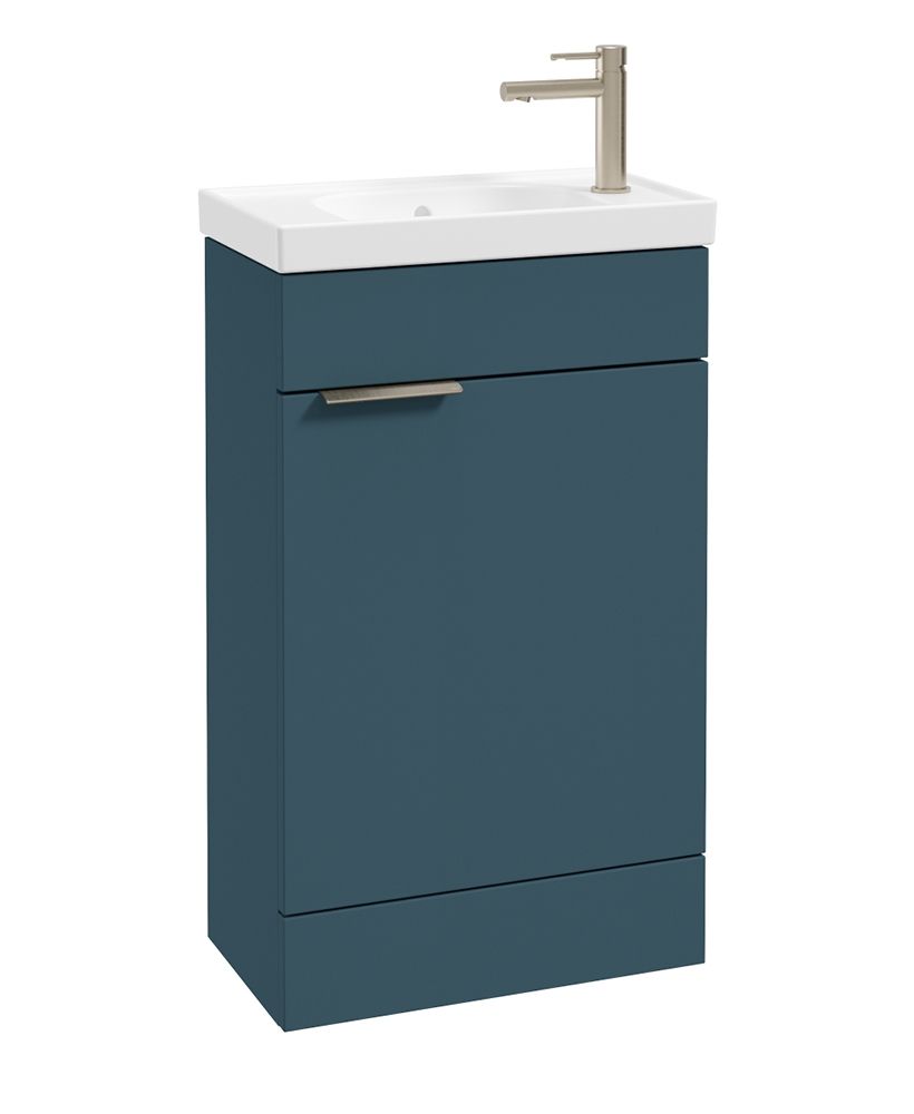 Stockholm Floorstanding 50Cm Single Door Cloakroom Unit Matt Ocean Blue-Brushed Nickel Handle