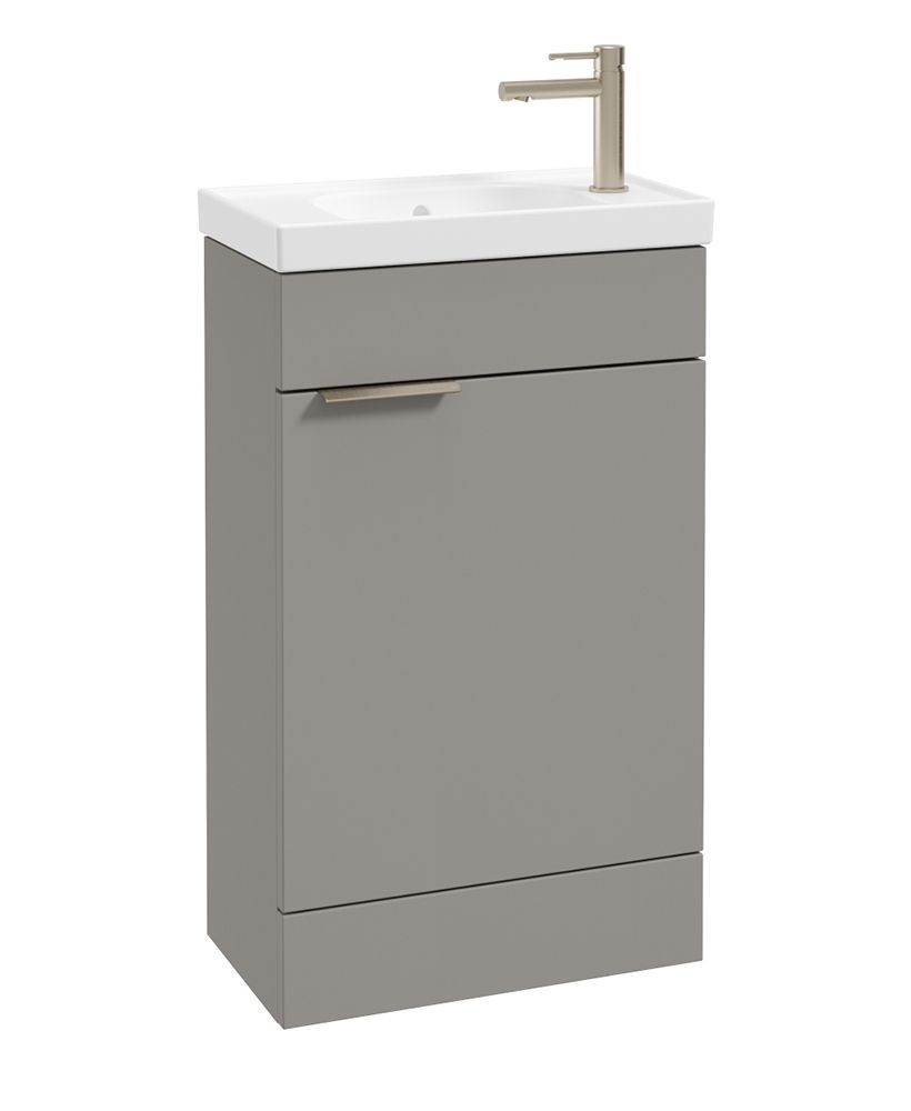 Stockholm Floorstanding 50Cm Single Door Cloakroom Unit Matt Khaki-Brushed Nickel Handle