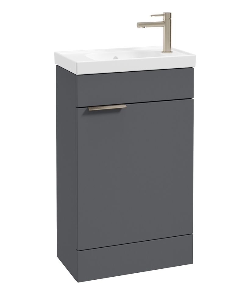 Stockholm Floorstanding 50Cm Single Door Cloakroom Unit Matt Midnight Grey-Brushed Nickel Handle