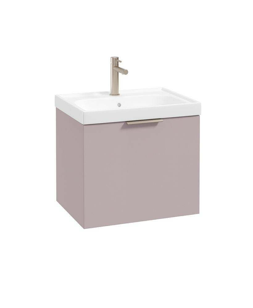 Stockholm Wall Hung 50Cm Single Drawer Unit Matt Cashmere Pink-Brushed Nickel Handle