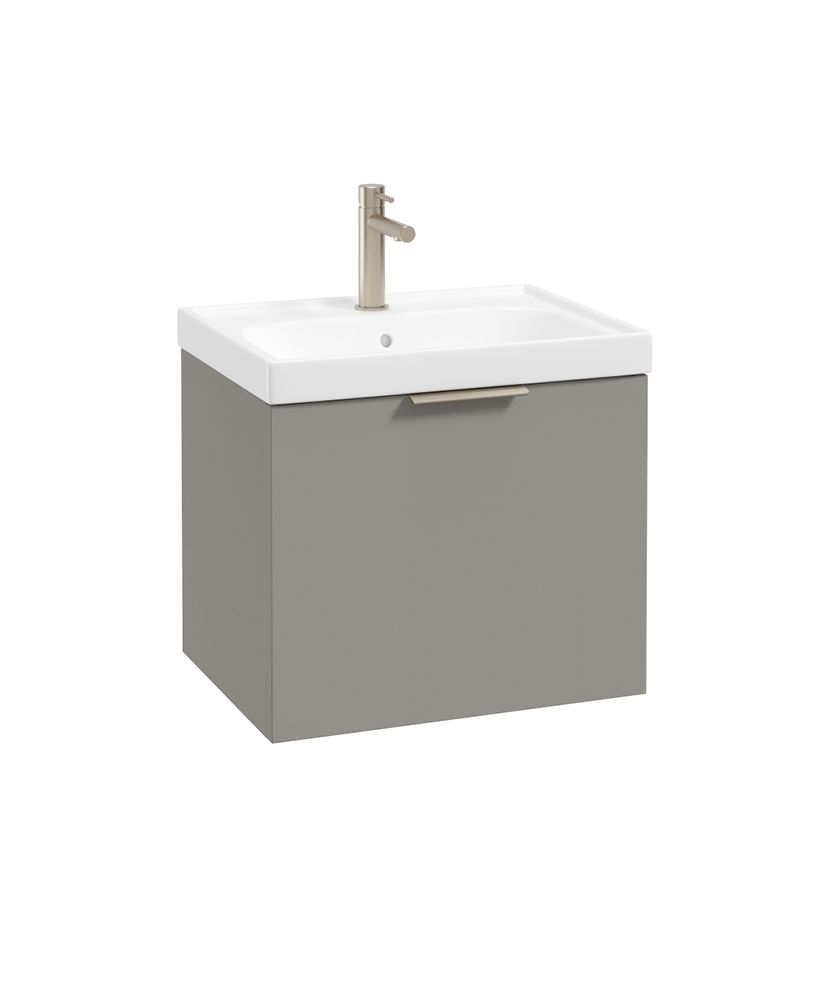 Stockholm Wall Hung 50Cm Single Drawer Unit Matt Khaki-Brushed Nickel Handle