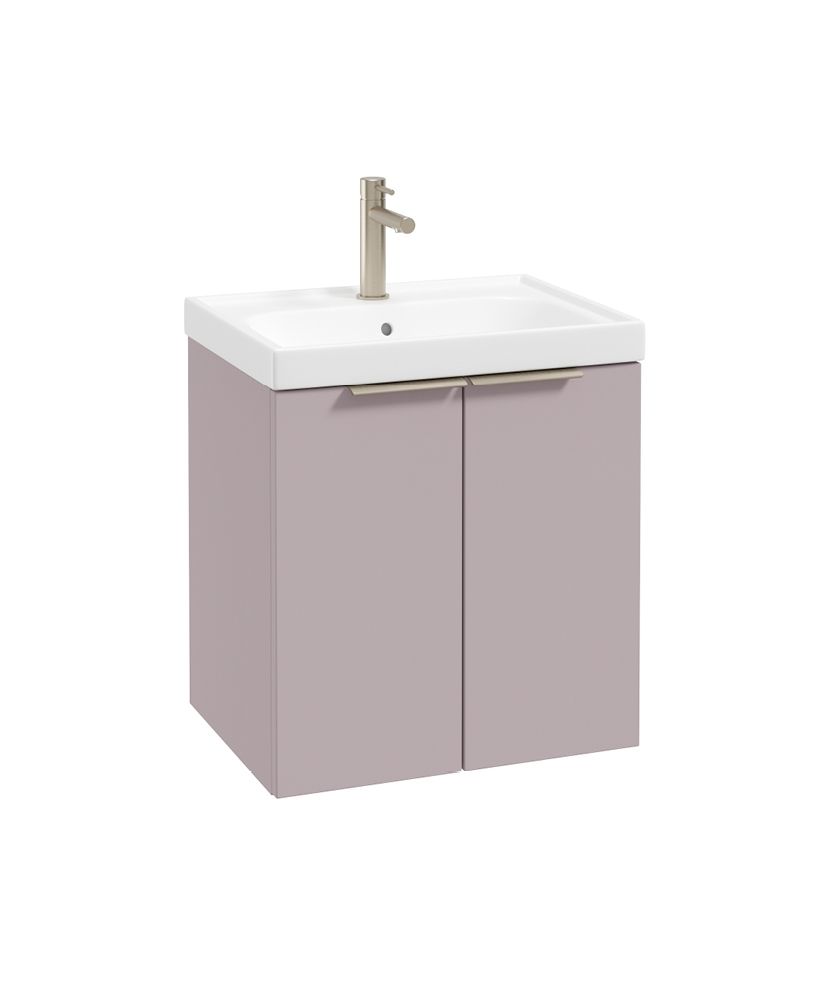 Stockholm Wall Hung 50Cm Two Door Unit Matt Cashmere Pink-Brushed Nickel Handles