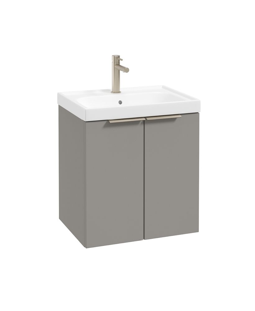Stockholm Wall Hung 50Cm Two Door Unit Matt Khaki-Brushed Nickel Handles