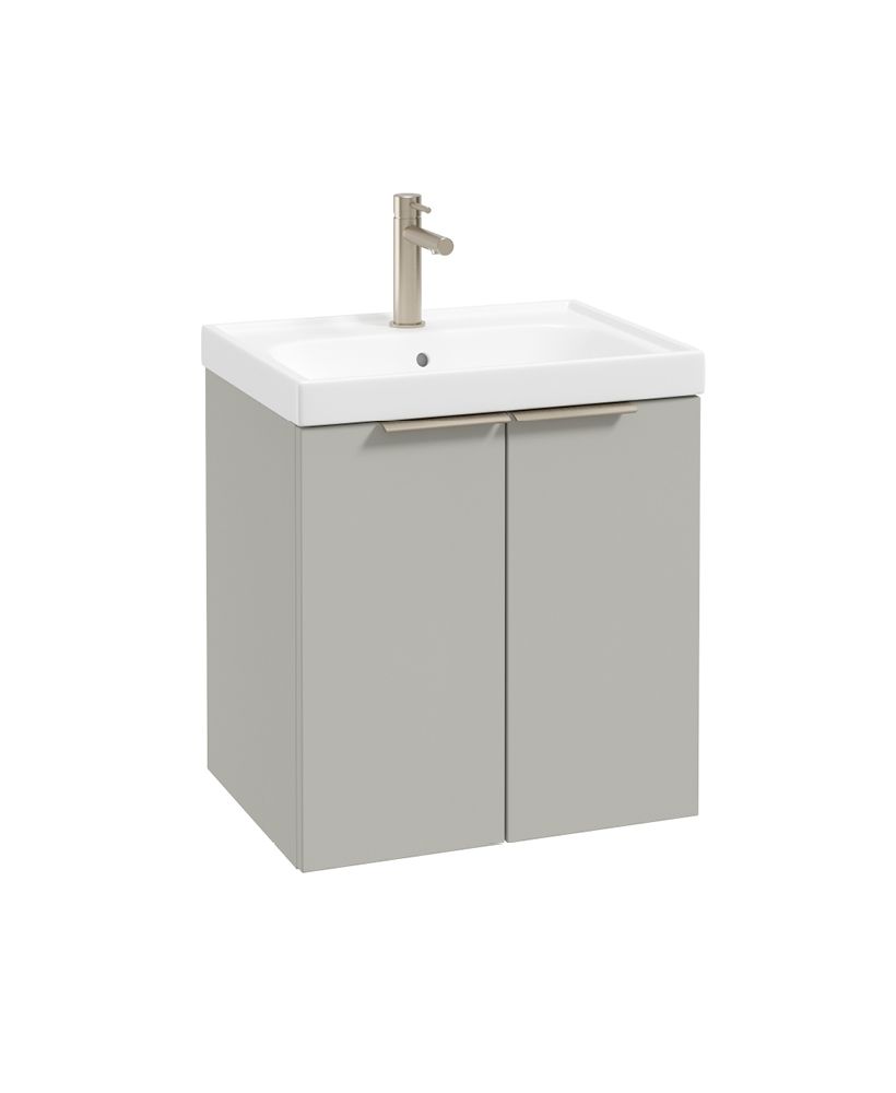 Stockholm Wall Hung 50Cm Two Door Unit Matt Arctic Grey-Brushed Nickel Handles