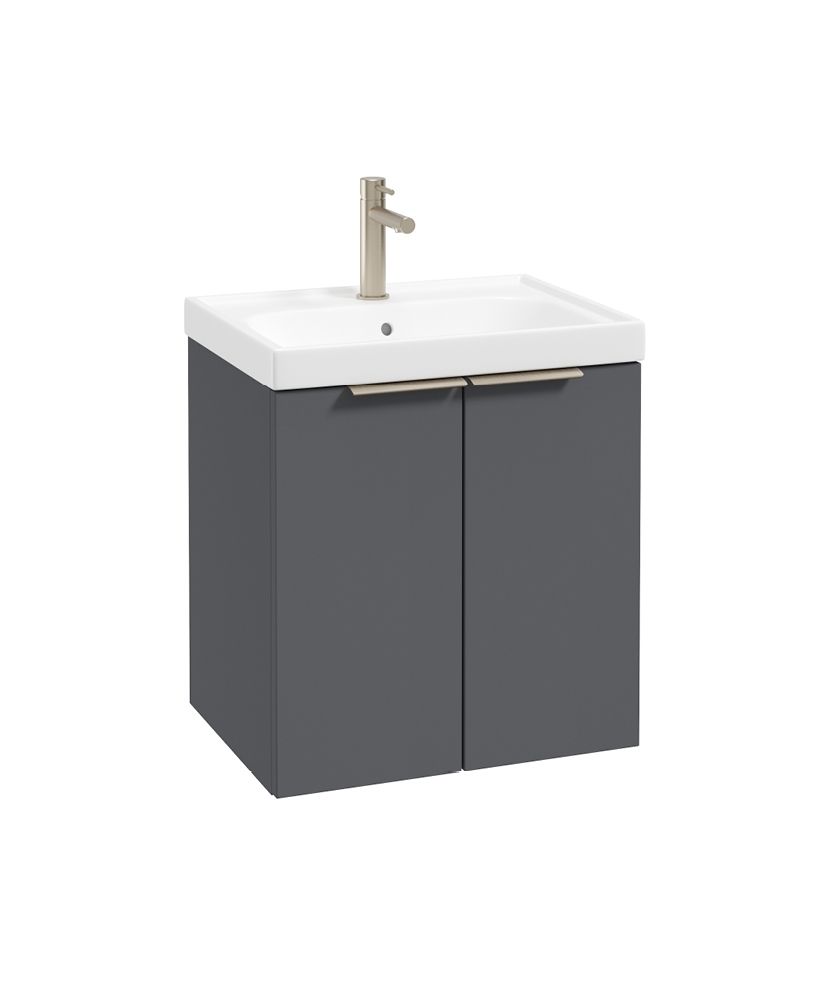 Stockholm Wall Hung 50Cm Two Door Unit Matt Midnight Grey-Brushed Nickel Handles