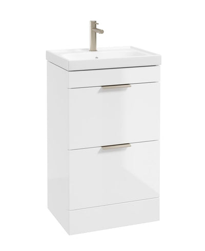 Stockholm Floorstanding 50Cm Two Drawer Unit Gloss White-Brushed Nickel Handles