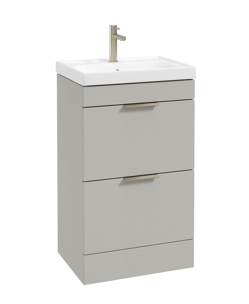 Stockholm Floorstanding 50Cm Two Drawer Unit Matt Arctic Grey-Brushed Nickel Handles