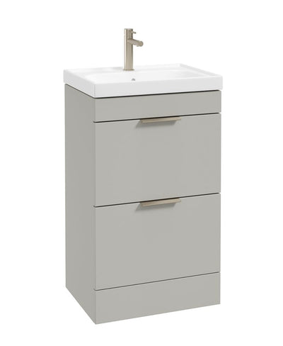 Stockholm Floorstanding 50Cm Two Drawer Unit Matt Arctic Grey-Brushed Nickel Handles